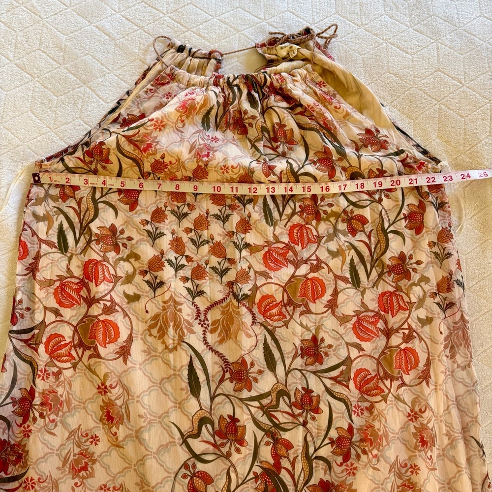 World Market orange cream floral maxi dress Size L/XL NWOT Bohemian Spring - Picture 11 of 12